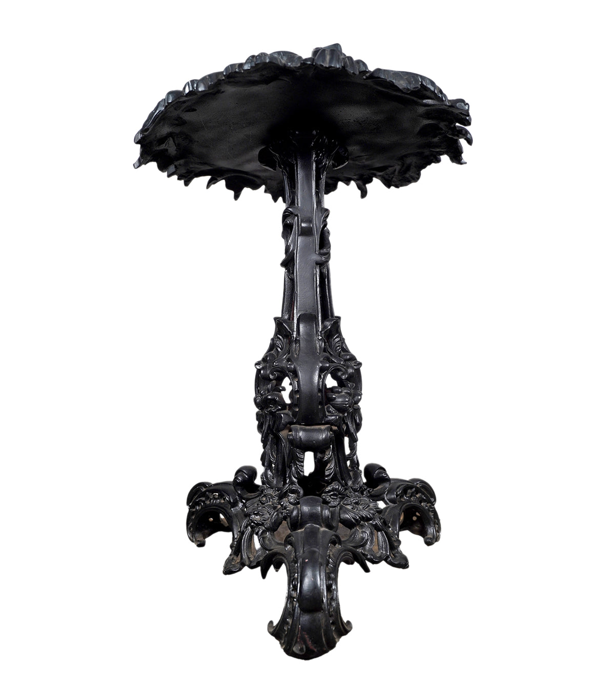 Size dimensions of Victorian black cast iron and marble-top table