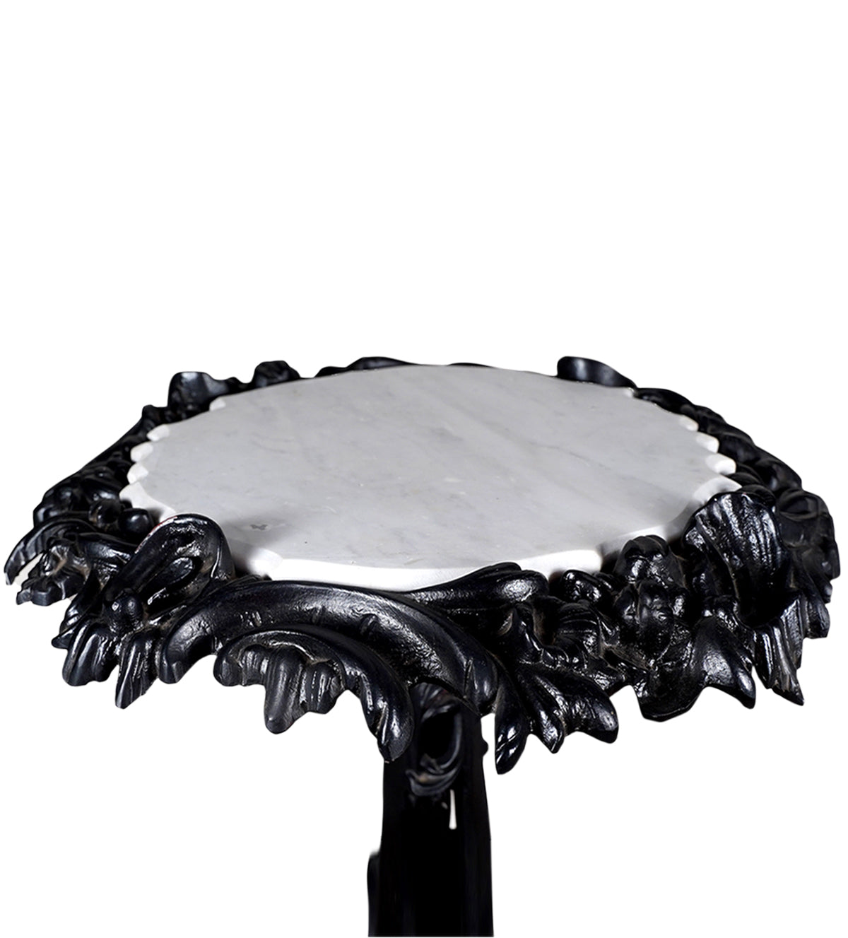 Size dimensions of Victorian black cast iron and marble-top table