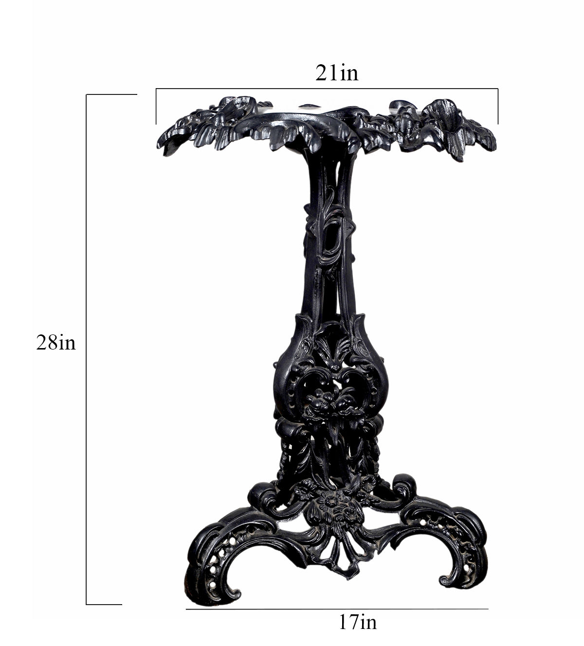 Size dimensions of Victorian black cast iron and marble-top table