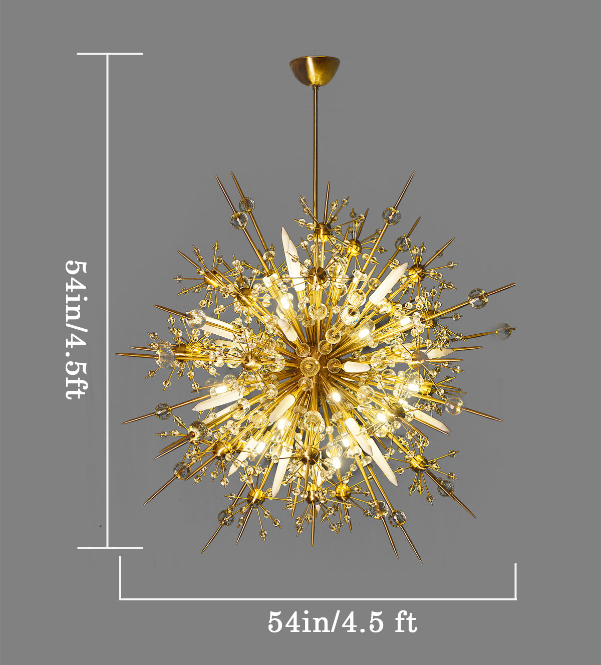 Starburst Luxe Radiance Chandelier with golden spikes, perfect for luxury home, villa, or hotel interiors.