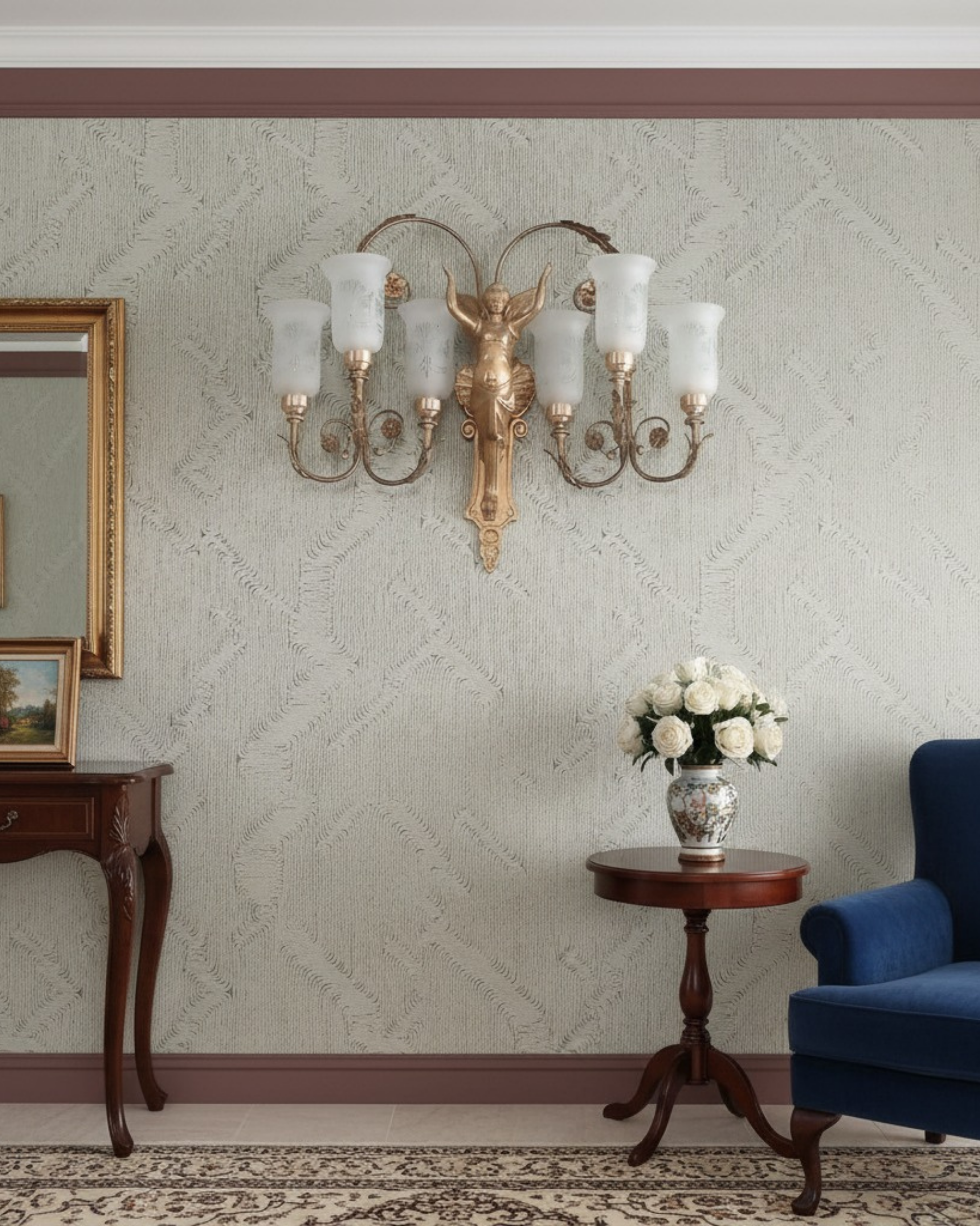 Classic luxury brass wall light fixture with artistic detailing for modern and traditional interiors