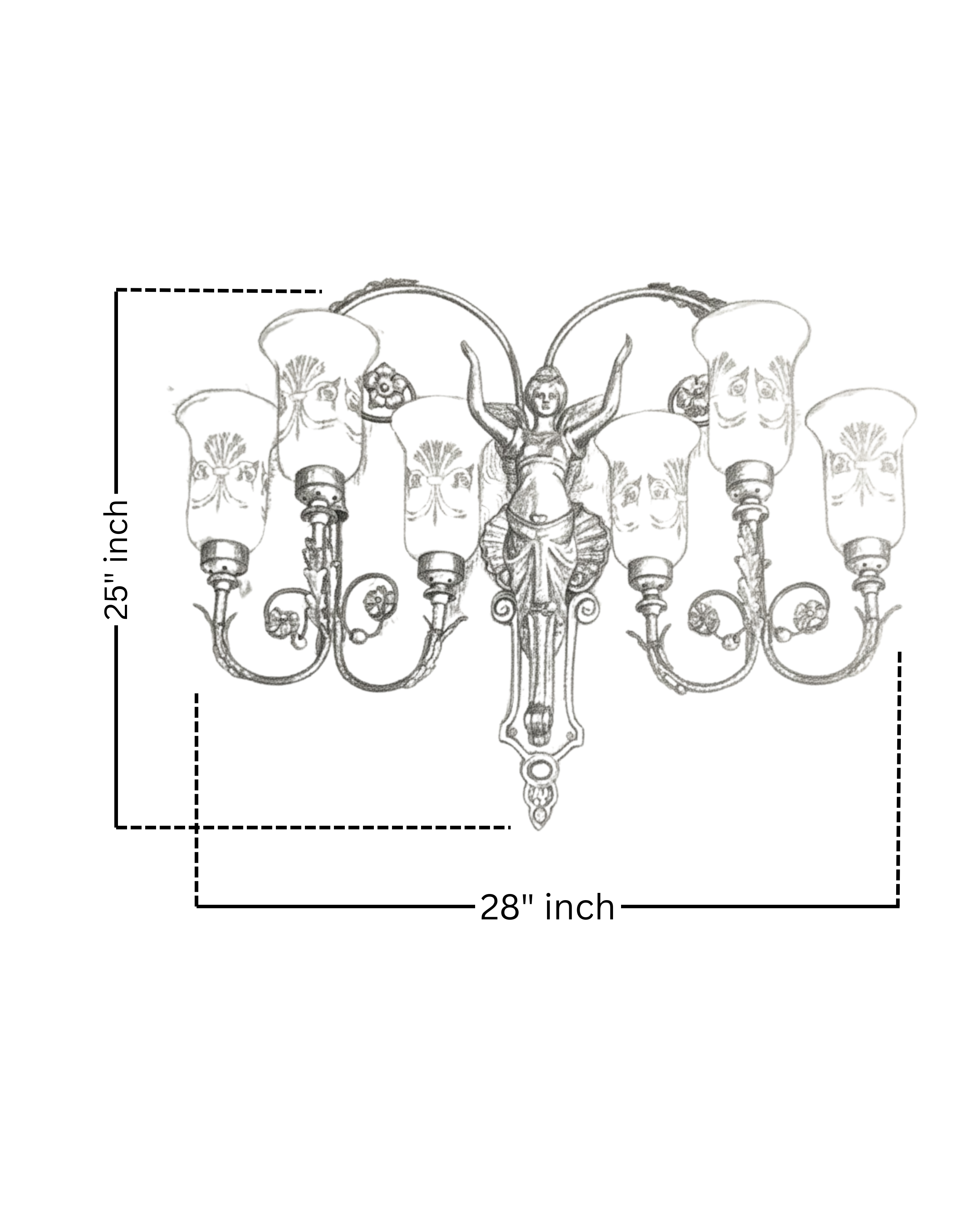 Aartaa Decor handcrafted brass wall light, 25x28 inch, elegant 6-light design