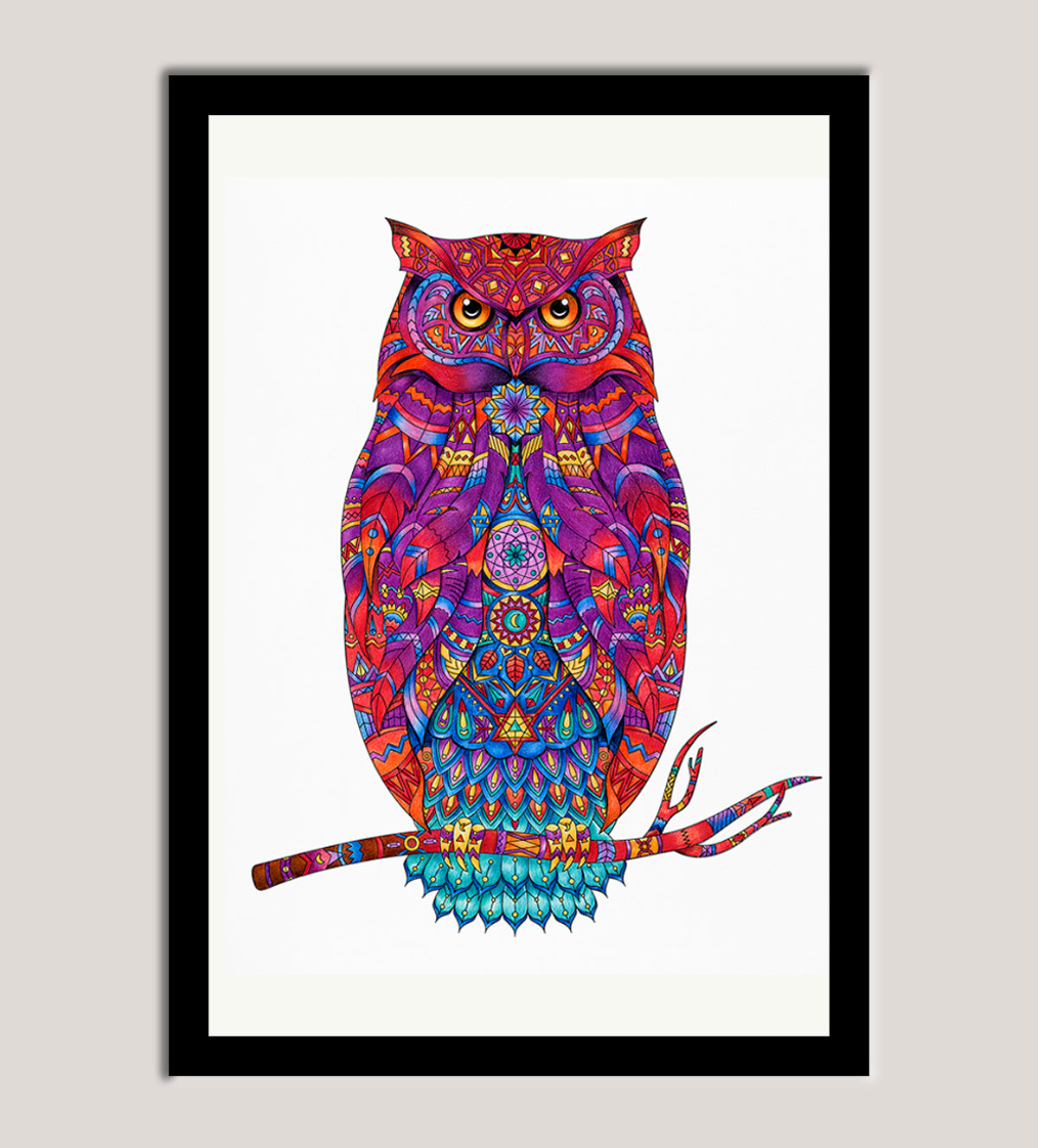 wall art painting of a vibrant owl - Aartaa decor
