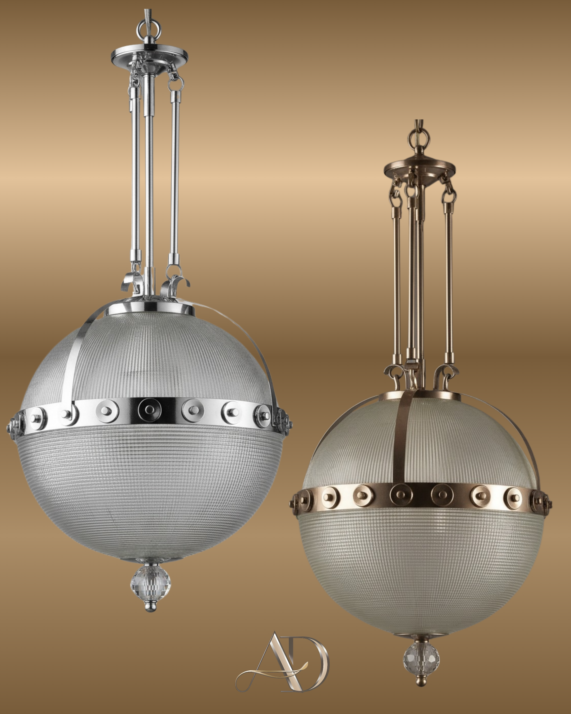 There are 2 different matel colour of Celeste Globe Pendant Light AartaaDecor