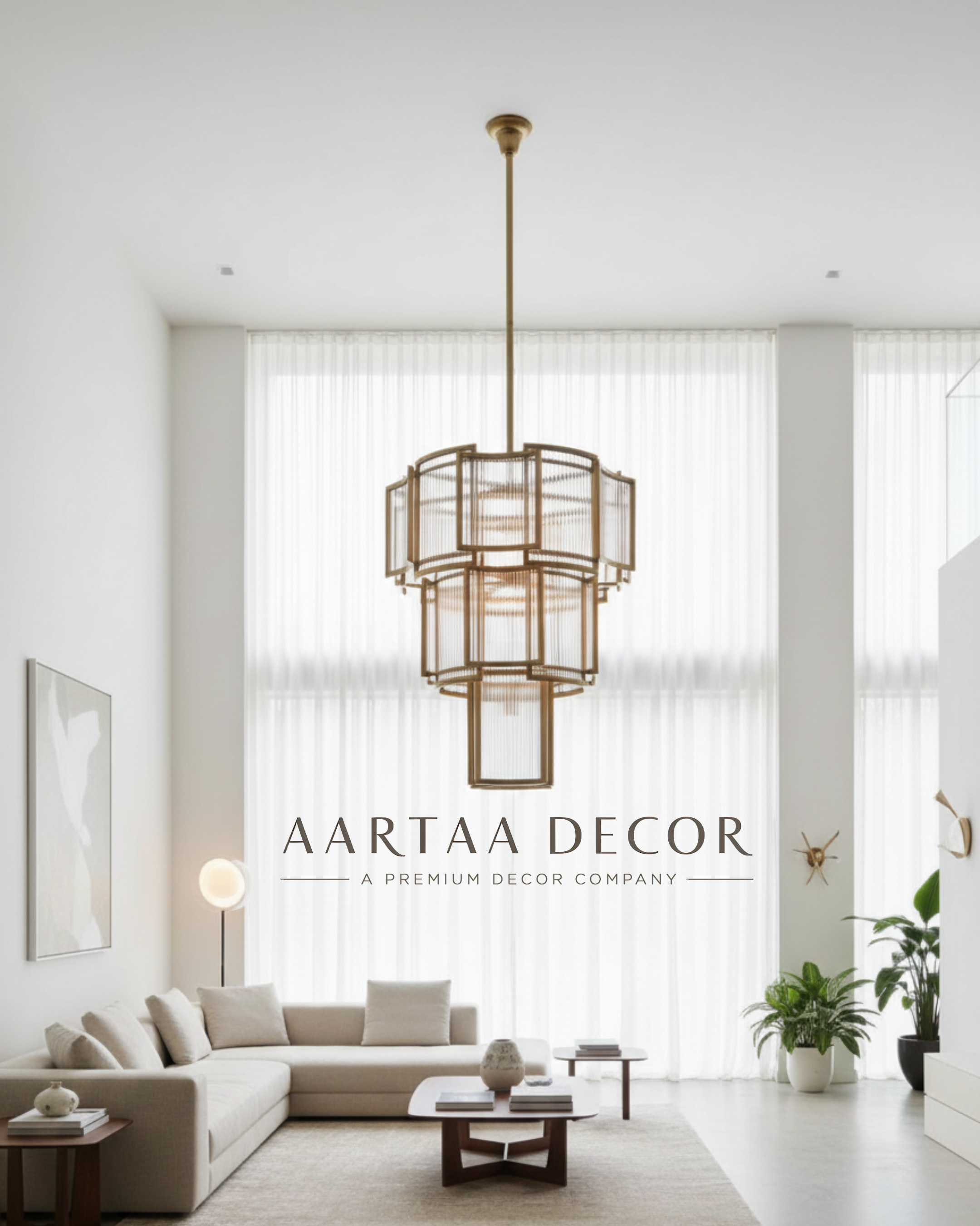 Celestia Cascade Brass Chandelier - Aartaa decor