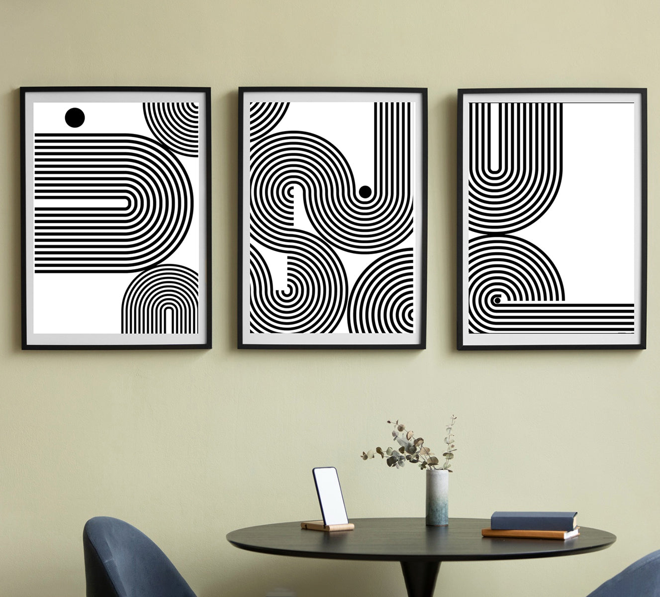 Add timeless elegance and a modern touch to your home with our Celestial Harmony Minimalist Art Set—a trio of black-and-white prints that brings balance and style to any room. Perfect for the living room, office, or bedroom, these canvases combine simplicity with sophistication, turning your walls into a true statement of taste. 🌙 - Aartaa decor