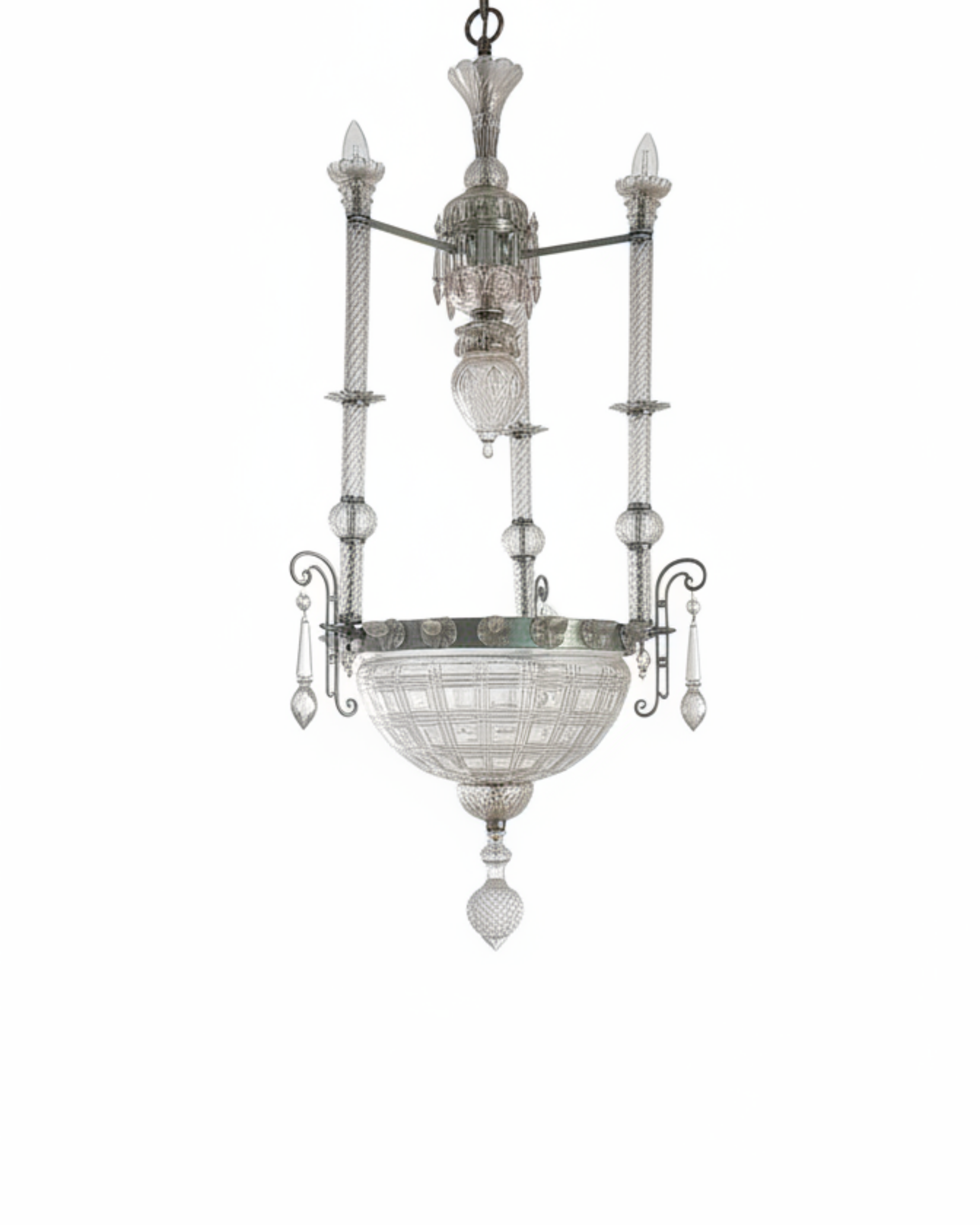 Decorative chandelier with intricate design on a white background
