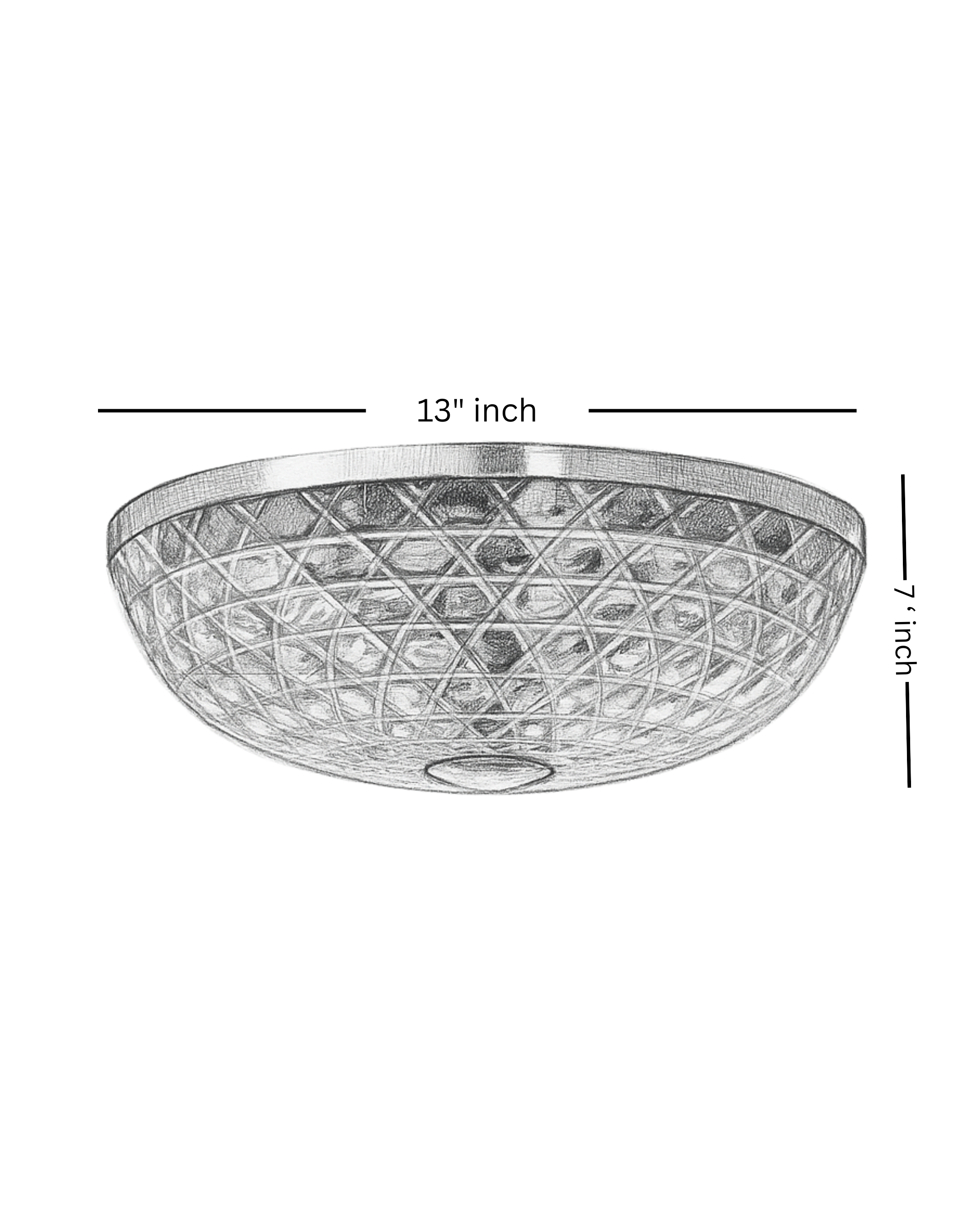 Lustra Nova Crystal Flush Mount Light – 13 inch handmade crystal ceiling light with brass frame