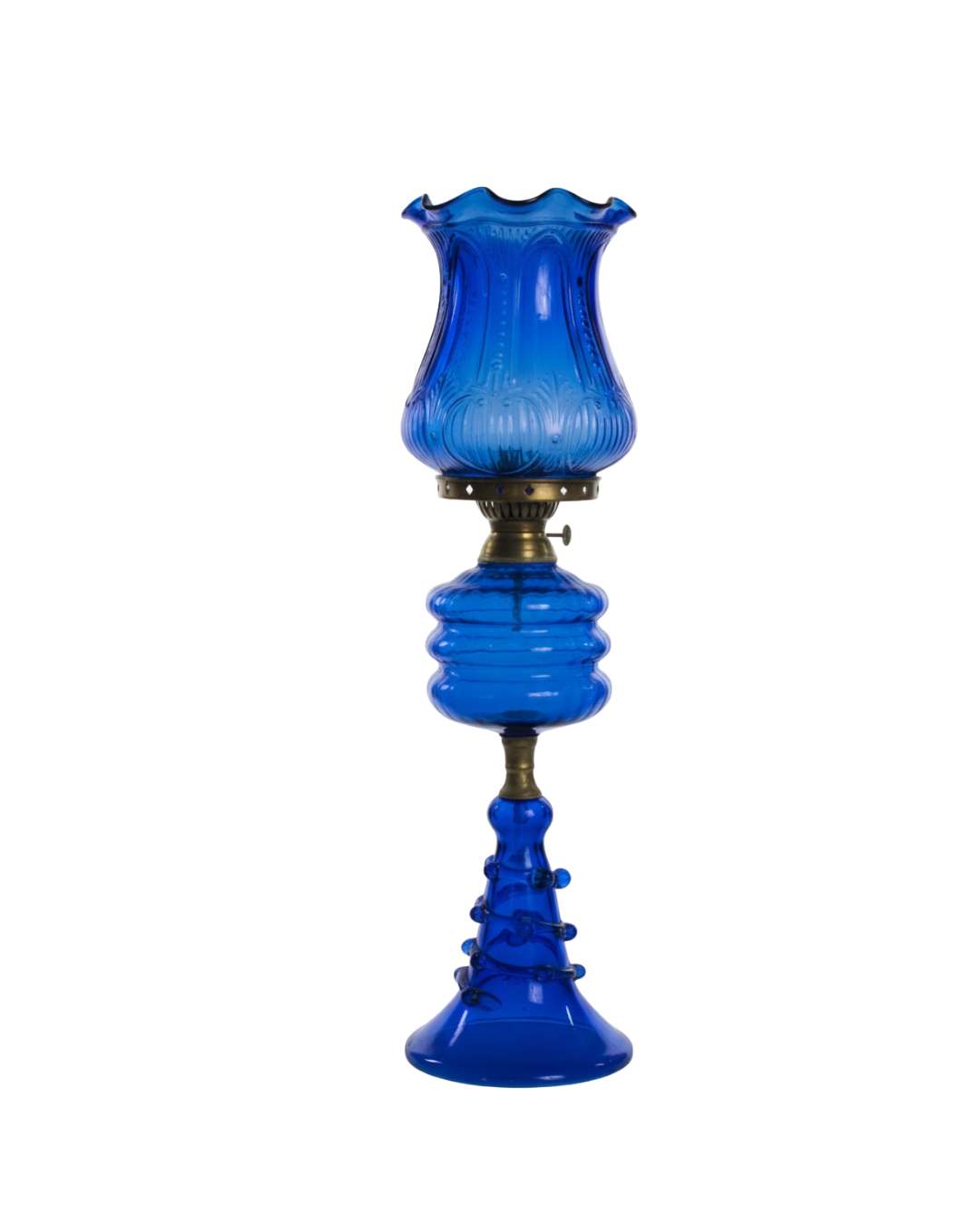 Blue glass lamp on a white background