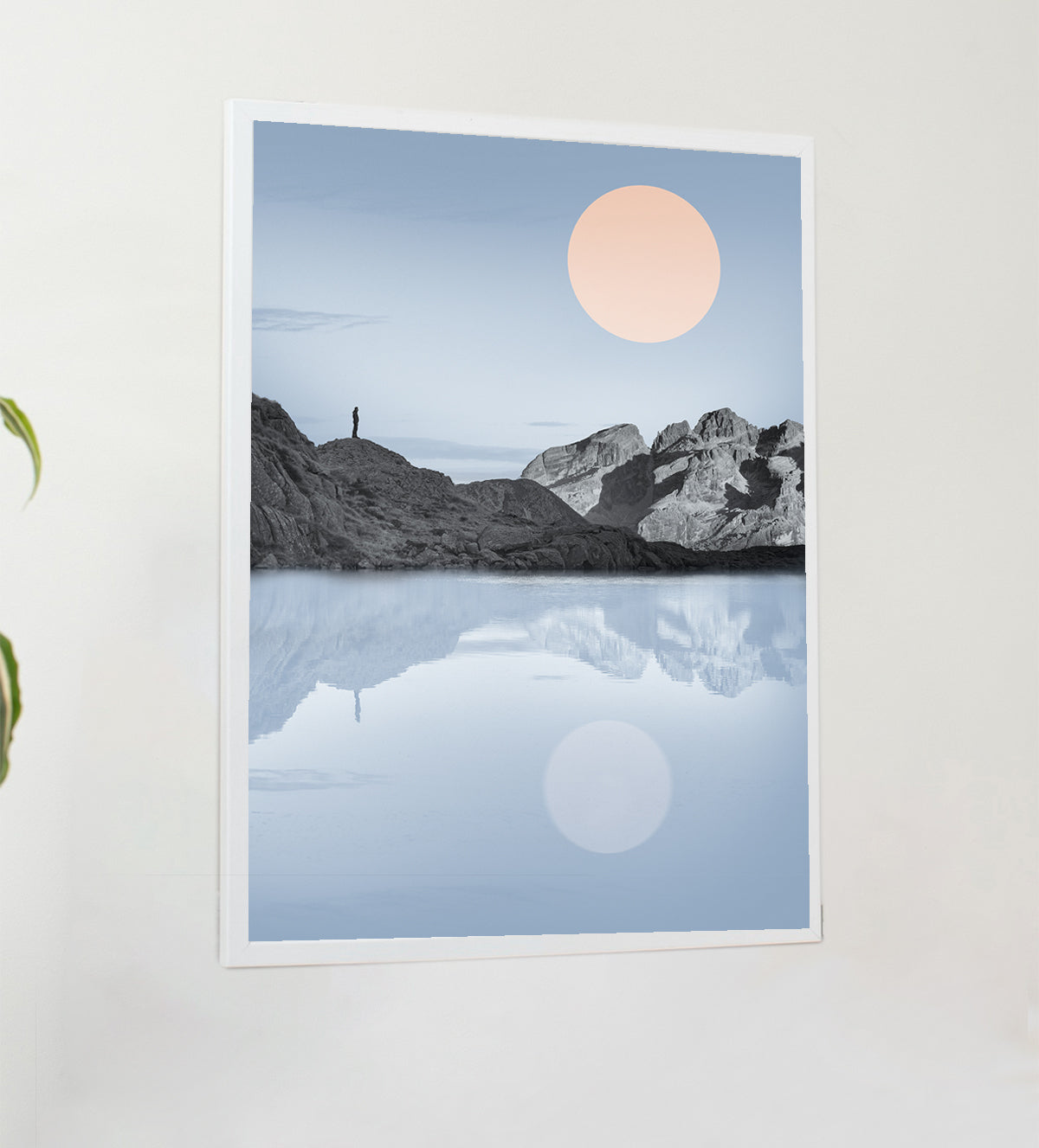 Discover 'Sunrise Serenity: Mountain Lake Reflections'. A calming landscape painting featuring a mountain lake at dawn. Perfect for adding a touch of nature's beauty to your home Aartaa decor