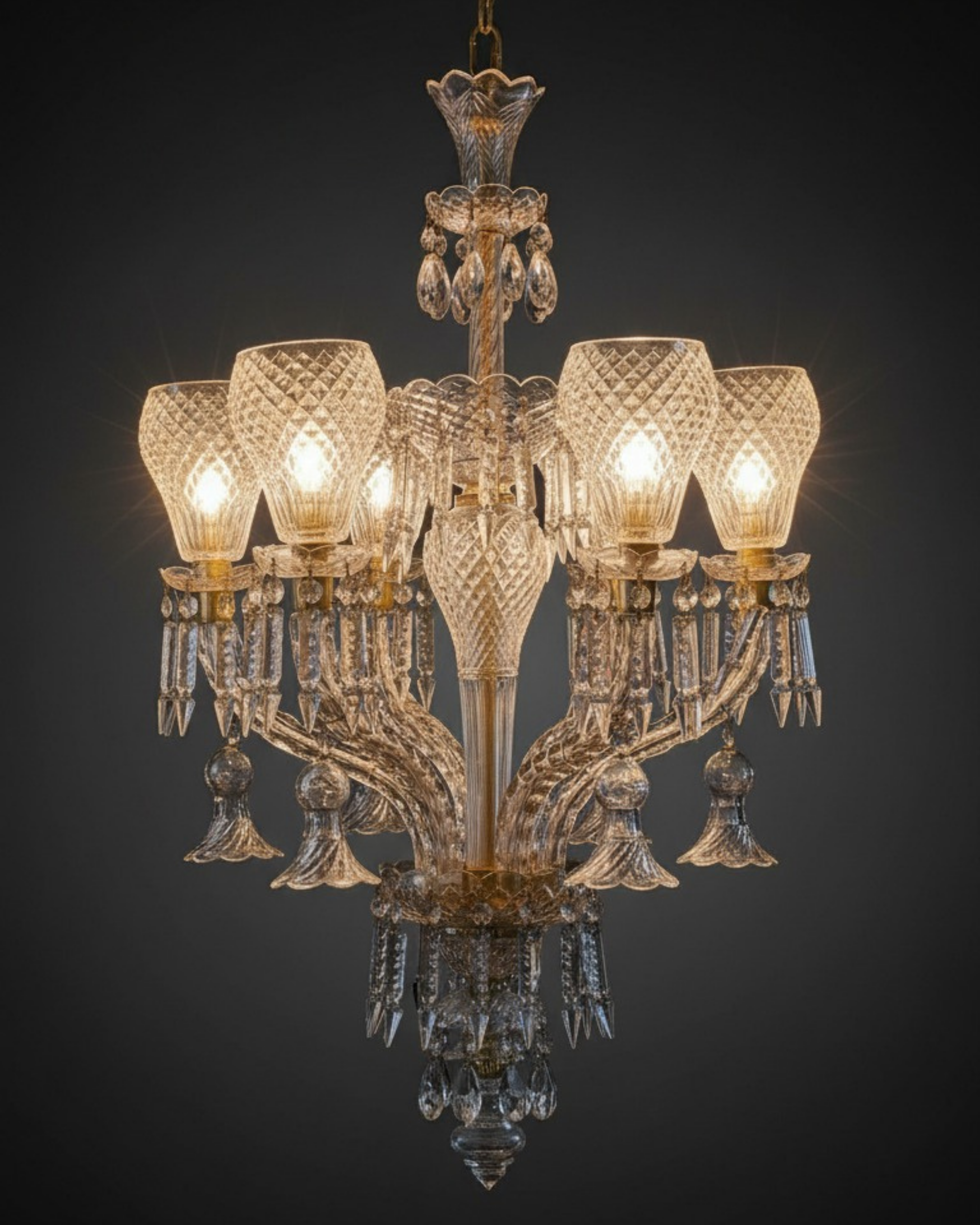 Marquise Crystal Brass Chandelier
