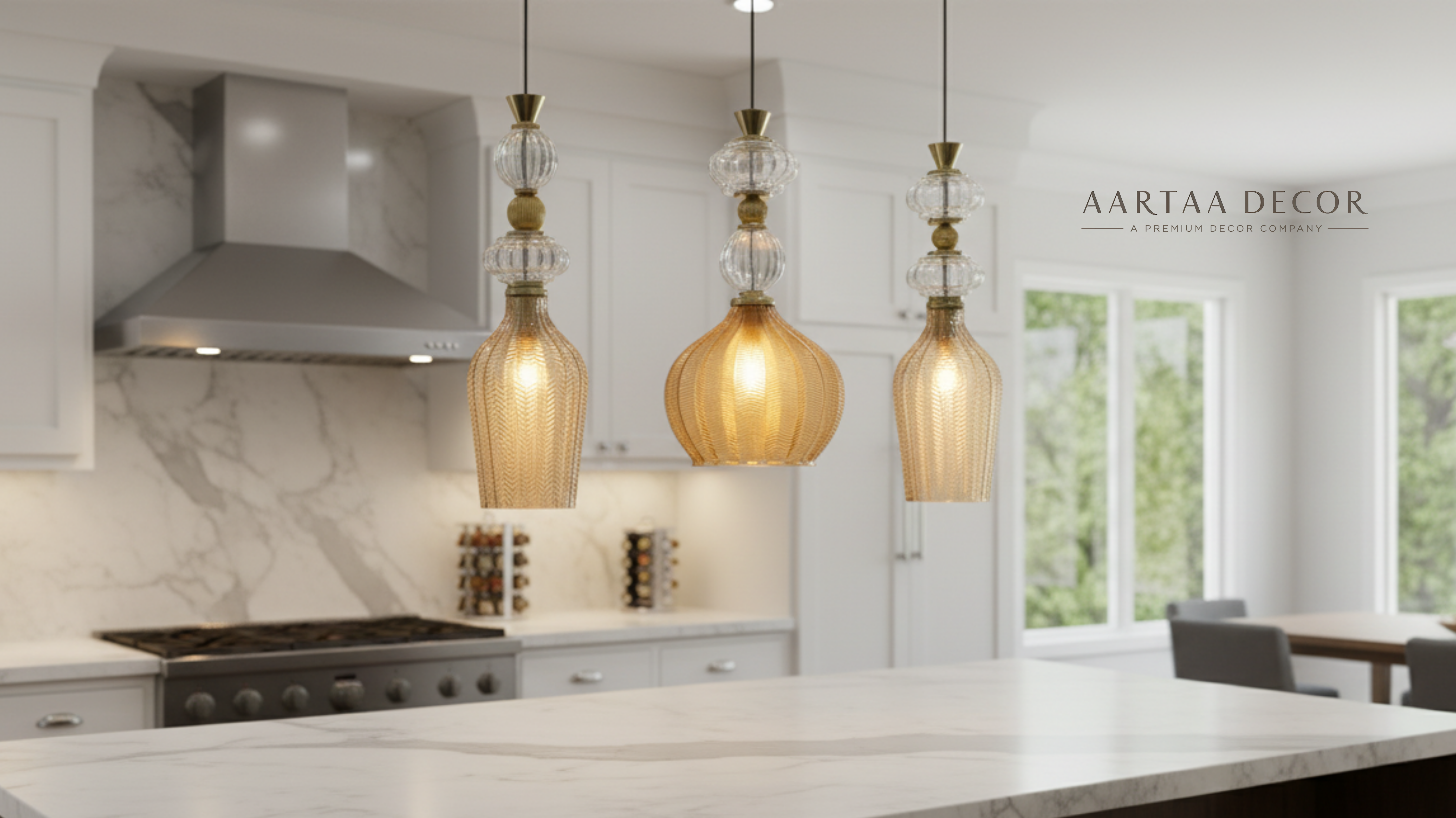 Triloka Amber Radiance Pendant Light Set