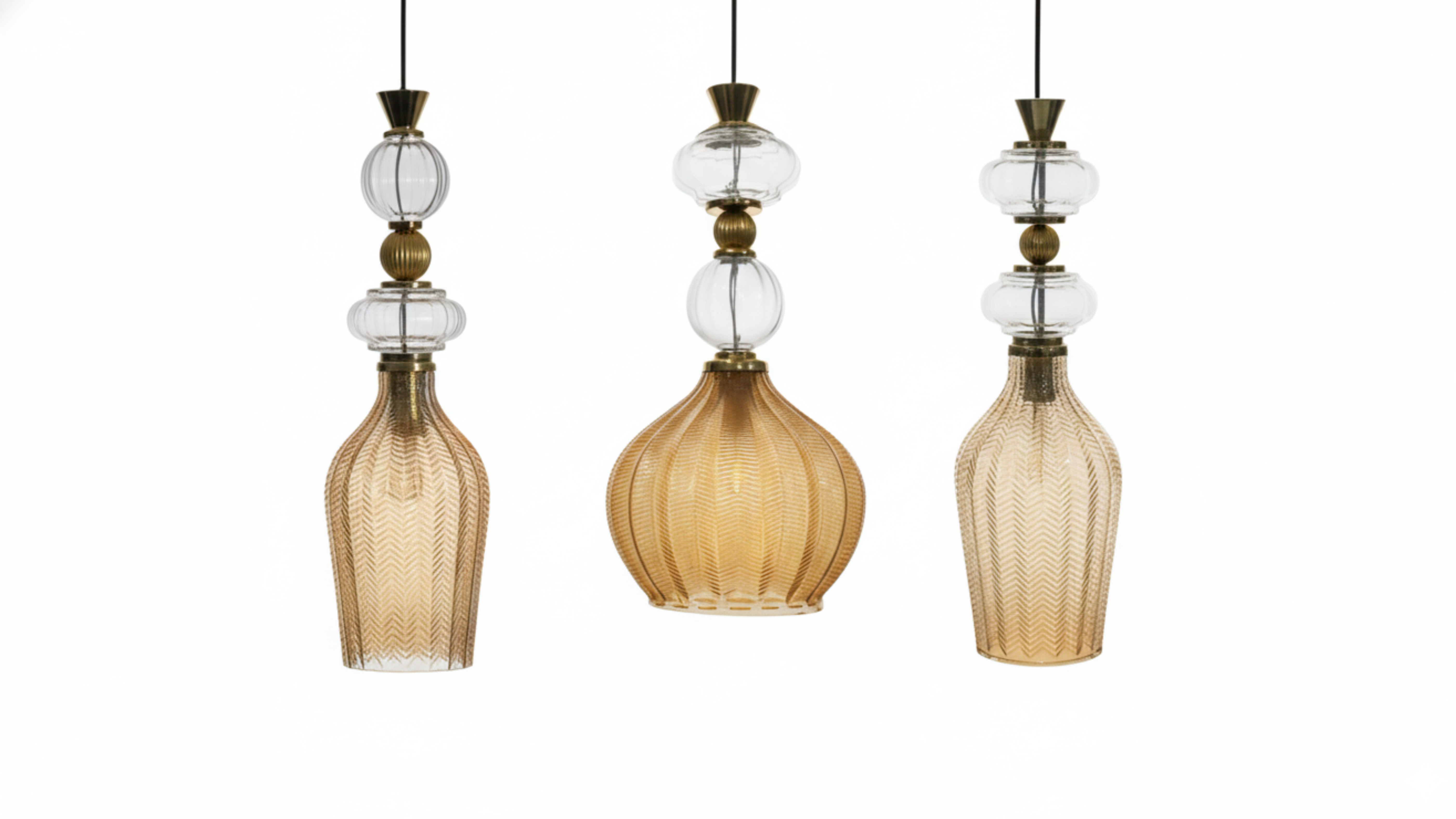 Triloka Amber Radiance Pendant Light Set