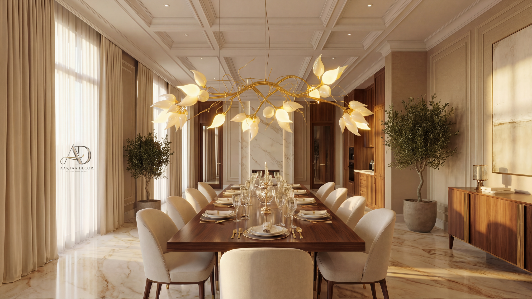Vanshika Bloom Vine Chandelier – Handcrafted Brass Floral Sculpture Light