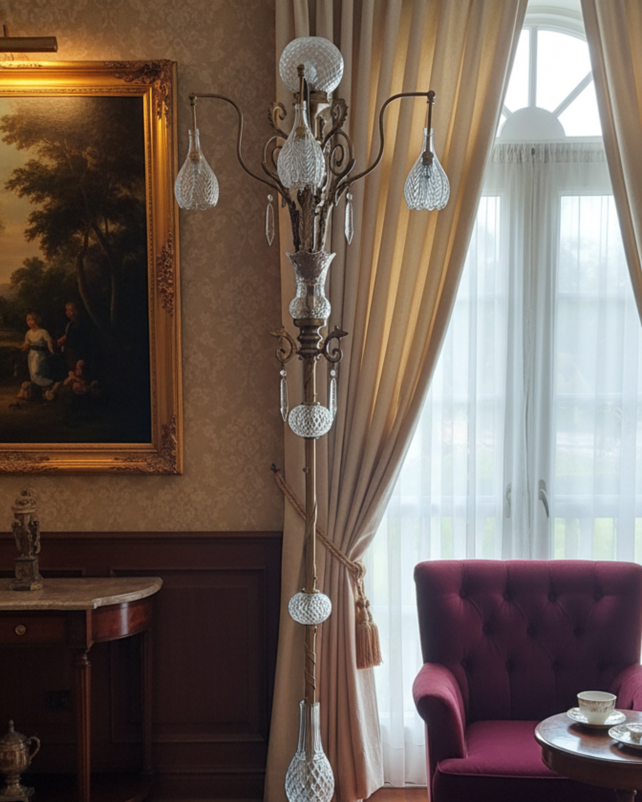 Vintage Crystal Ornate Floor Lamp - Aartaa decor