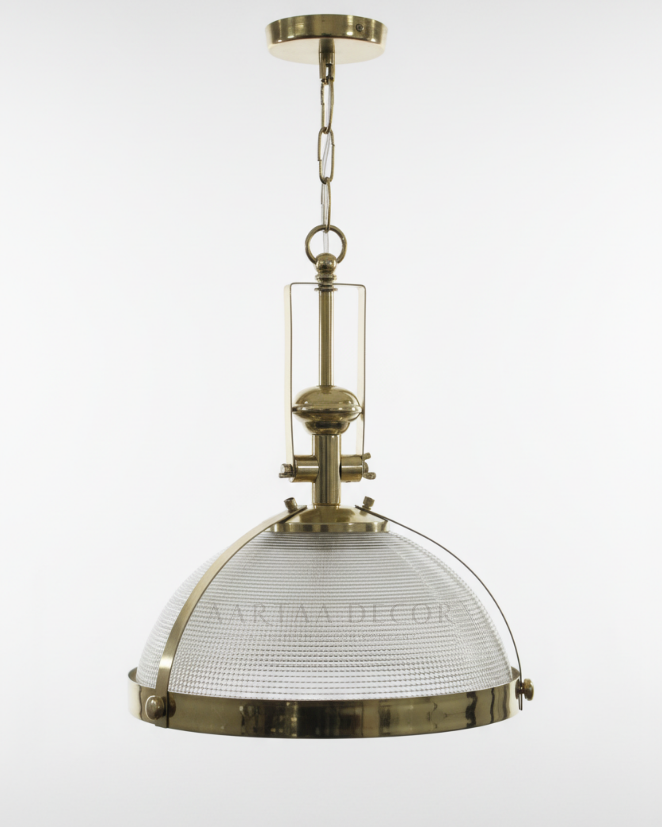 Handcrafted Vintage Brass Dome Pendant Light by Aartaa Decor – antique brass finish with textured glass dome, luxury hanging light.