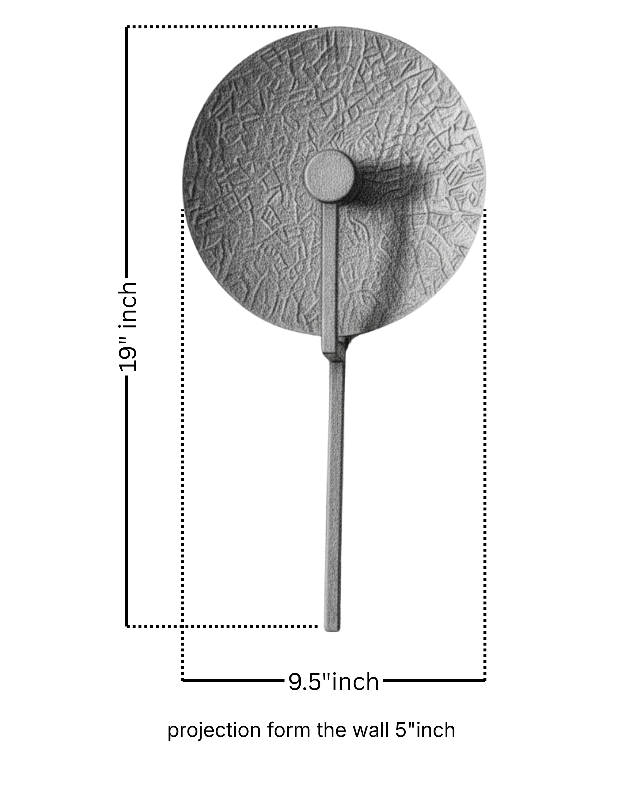 Aaranya Halo Wall Light Handcrafted Solid Brass Designer Wall Sconce | Made in India Wall-mounted light fixture with dimensions on a white background