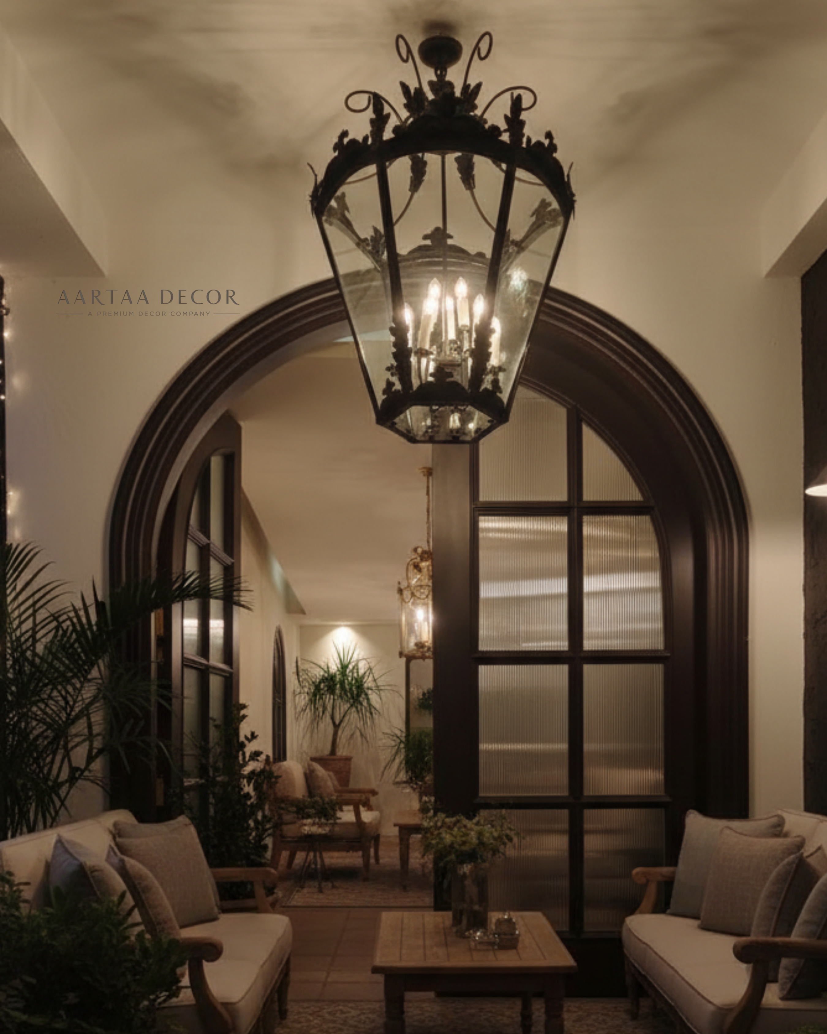 Luxury solid brass hanging chandelier with antique patina finish by Aartaa Decor