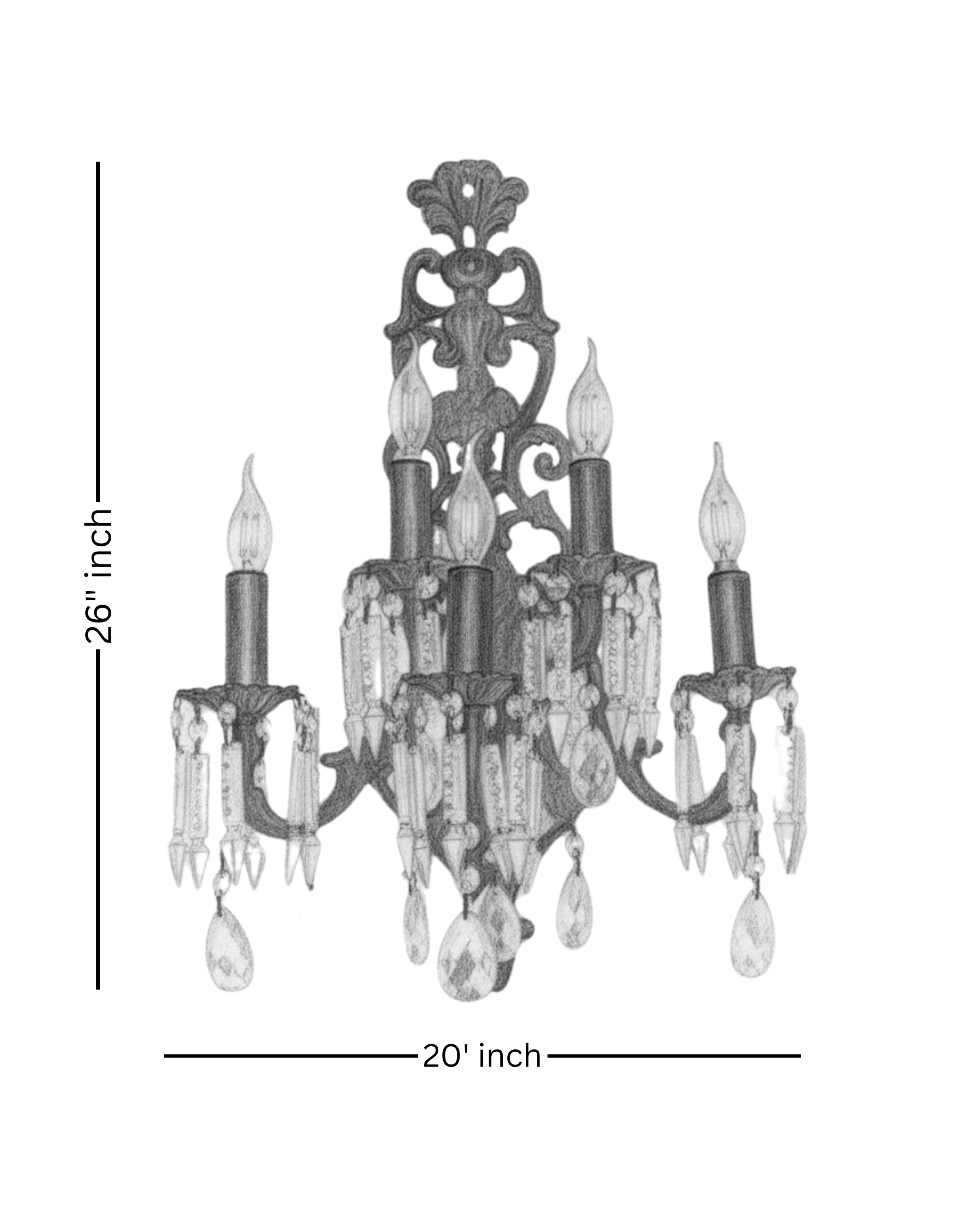 Vintage crystal wall light with antique bronze finish – 26 inch height, 20 inch width, luxury decorative wall sconce by Aartaa Decor