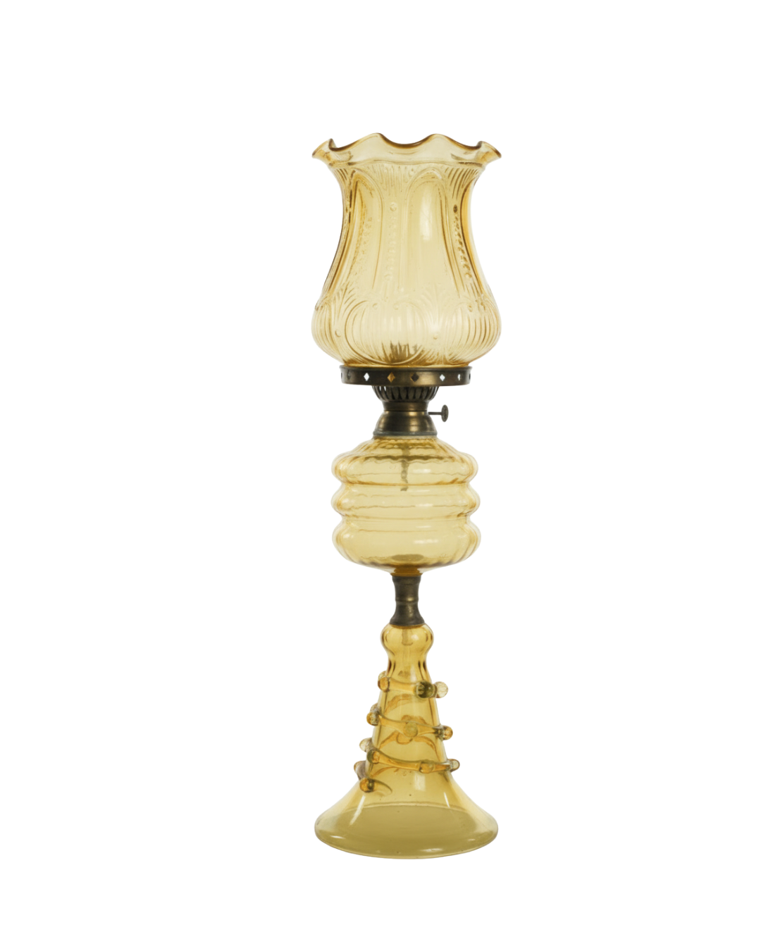 Vintage-style yellow glass lamp on a white background