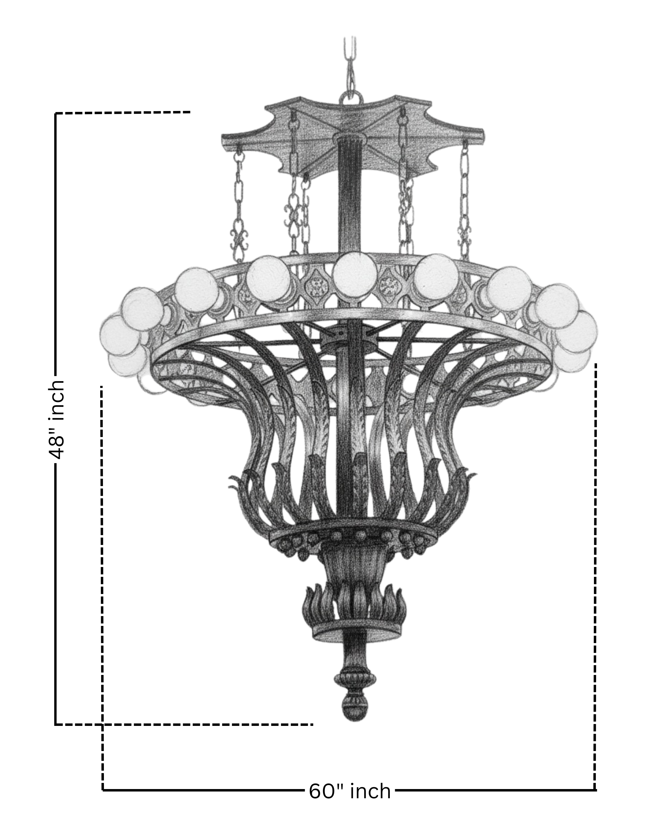 Large 60-inch brass chandelier with crown design – Aartaa Decor exclusive