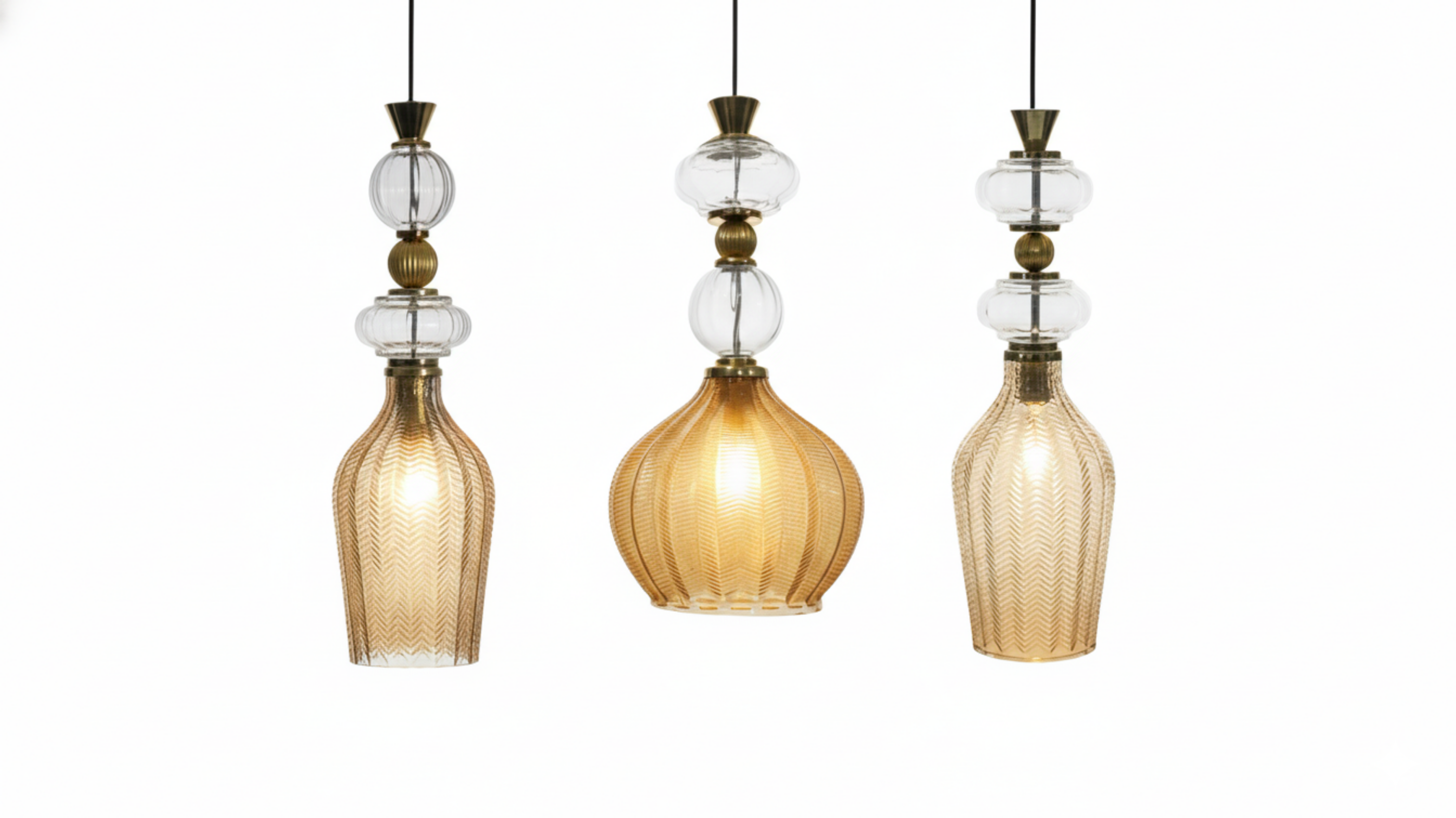 Triloka Amber Radiance Pendant Light Set