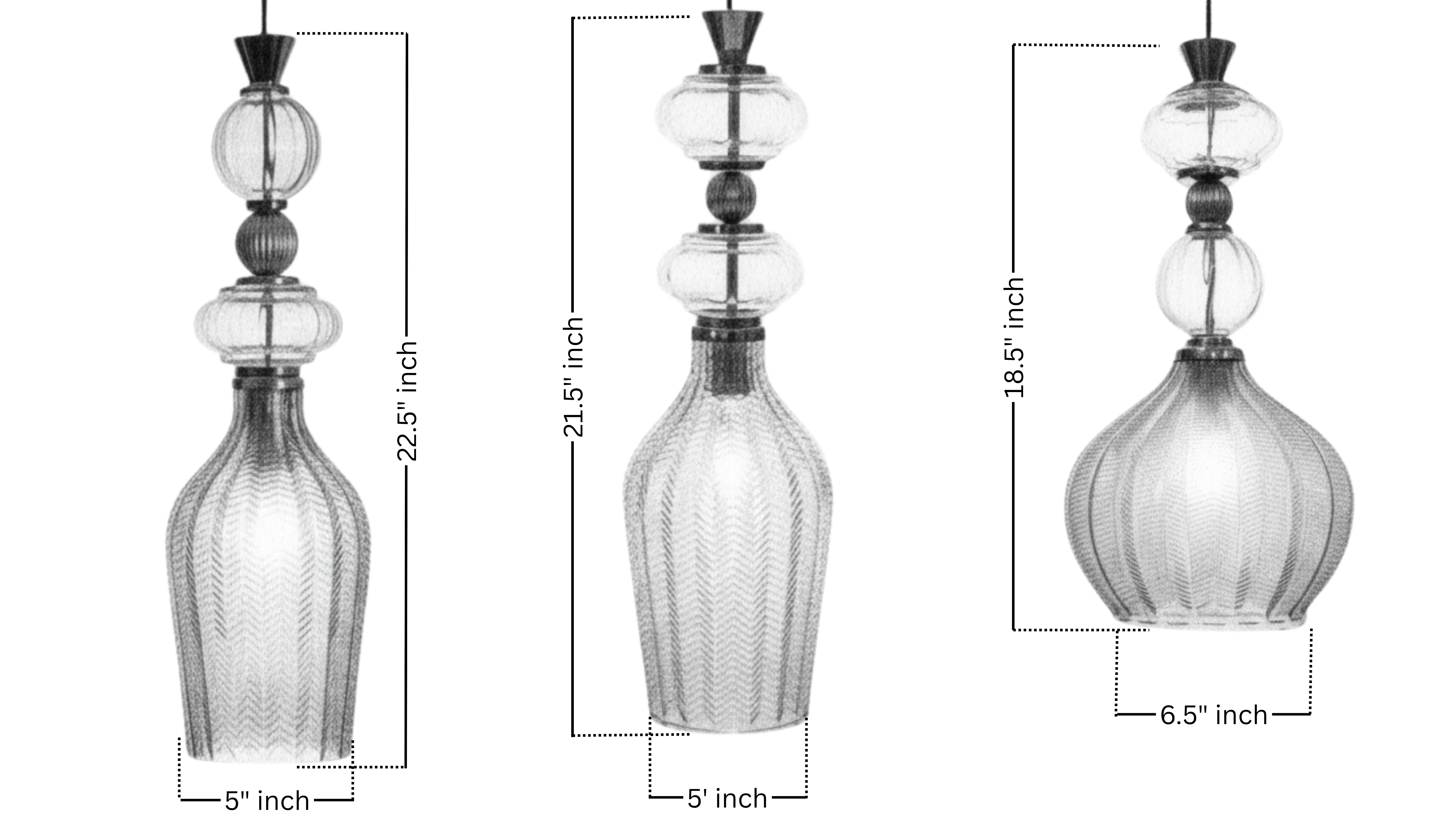 Triloka Amber Radiance Pendant Light Set