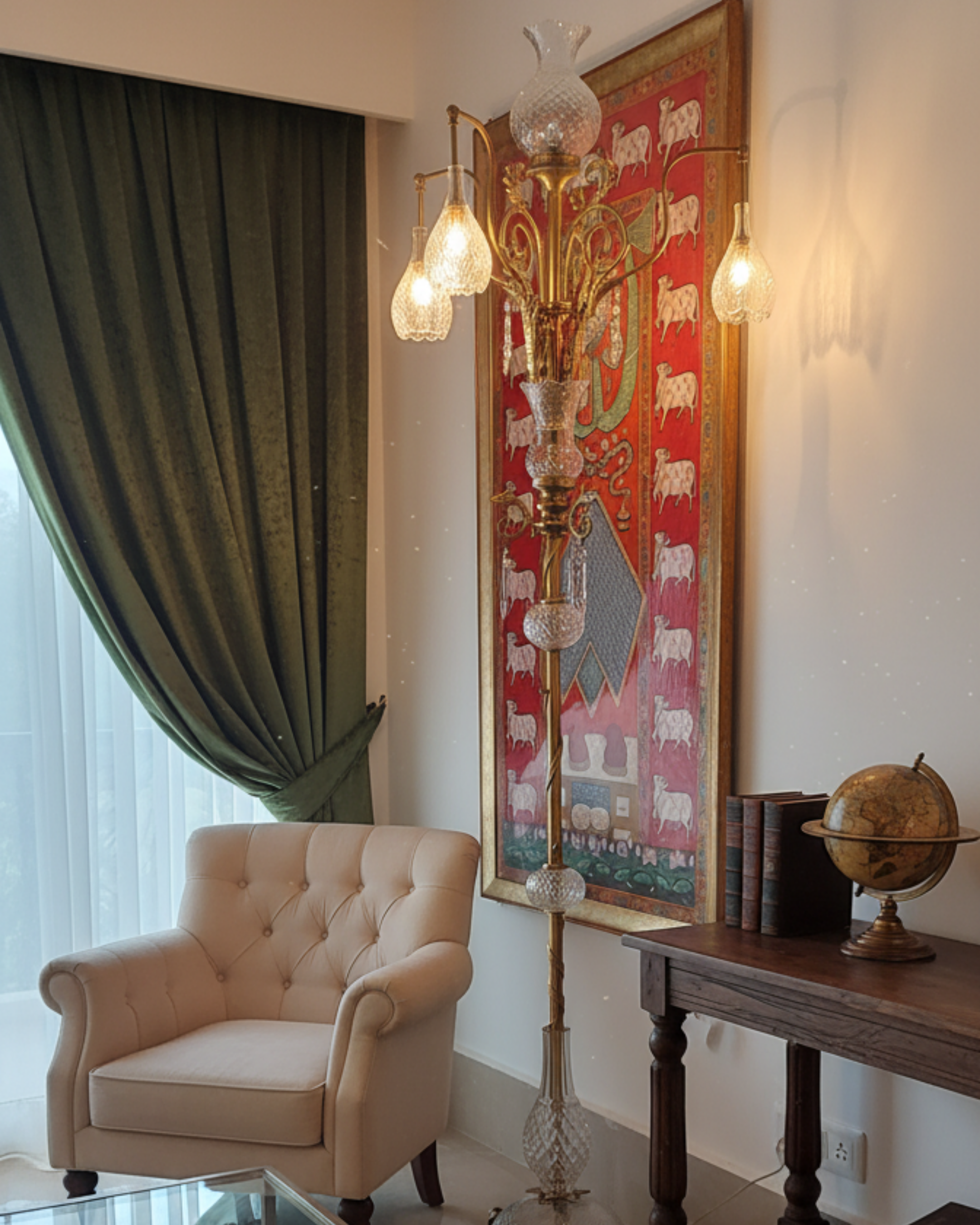 Vintage Crystal Ornate Floor Lamp