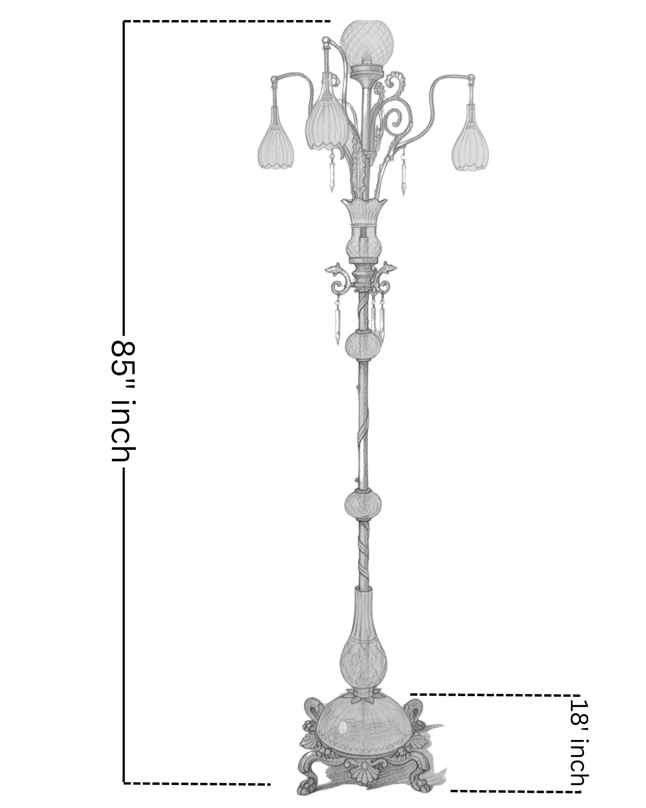Vintage Crystal Ornate Floor Lamp