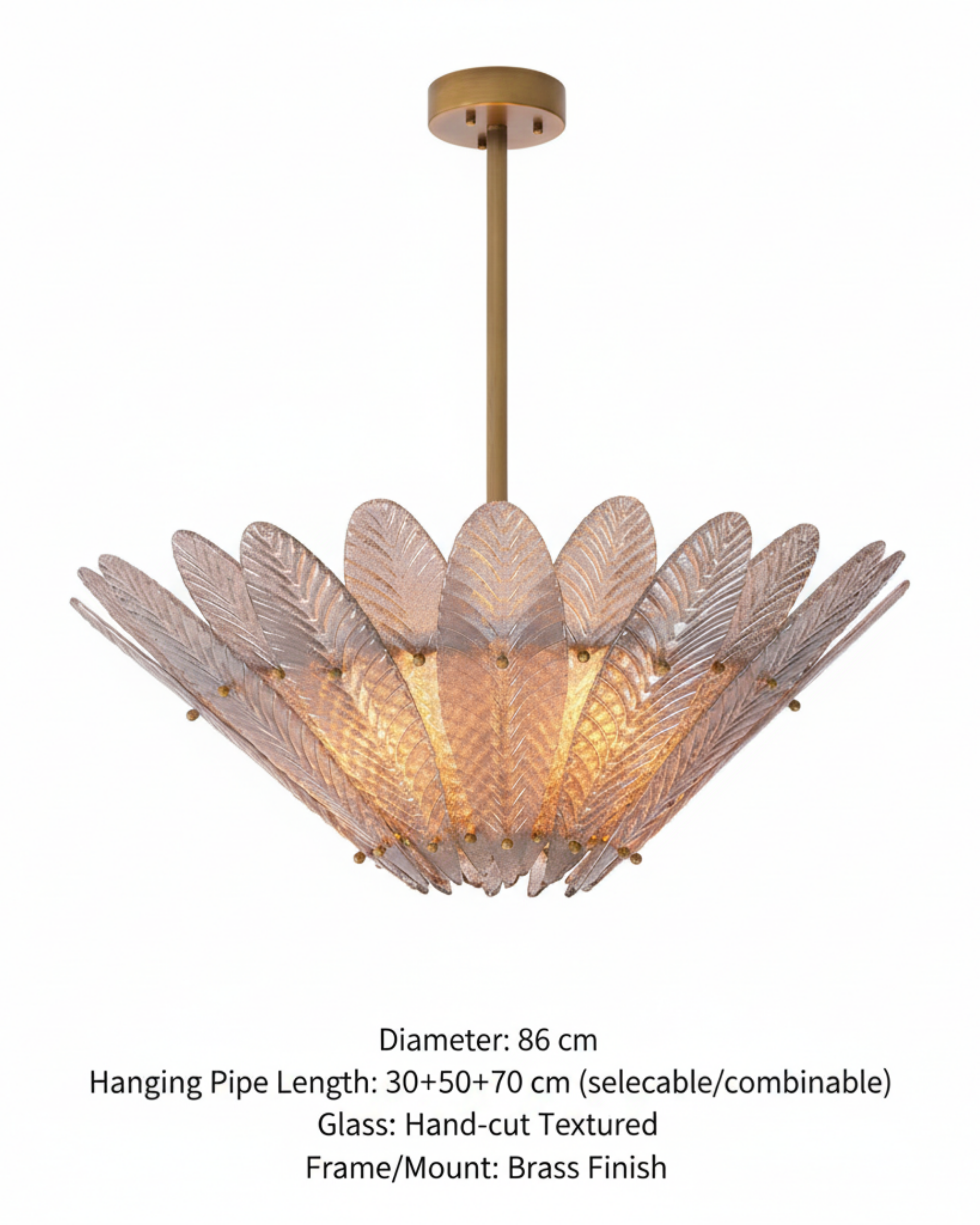 Decorative chandelier with leaf-like design on a white background